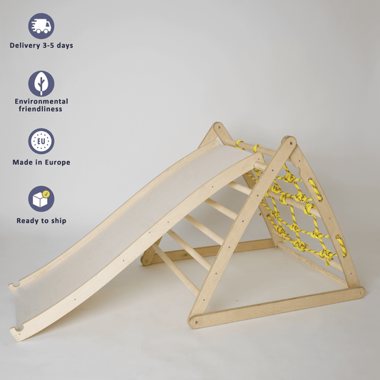 BESTSELLER! Foldable Growing up with a child Triangle TranaKids - Natural, with rounded sides